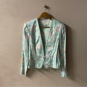 Vintage Nah Nah Collections Light Blue|Pink|Cream Floral Print Blazer EUC Sz. 8
